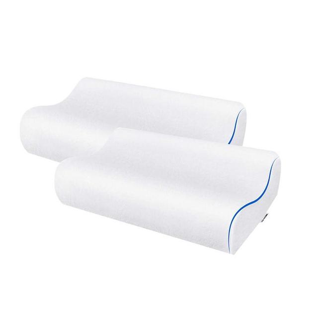 ZG Home Memory Foam Cervical Premium Pillow with Hypoallergenic Cover, Orthopedic Contour Pillow, Neck & Shoulder Pain Relief for Back, Side & Stomach Sleepers (24”x15”) Queen (2 Pack)