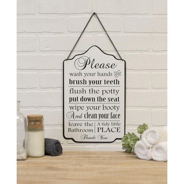 VIP Home International Metal "Bathroom Rules" Sign