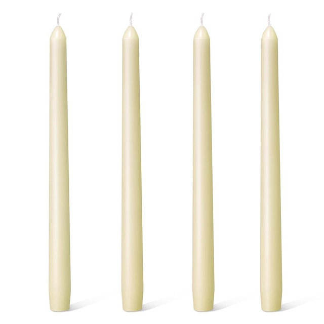 Everymoment Ivory Taper Candles - 4 Pack 10 Inch Candlesticks - Dripless & Smokeless Tapered Candle 8 Hours Unscented Cream Candle Sticks - Perfect for Wedding Holiday Dinner Party Home Decor