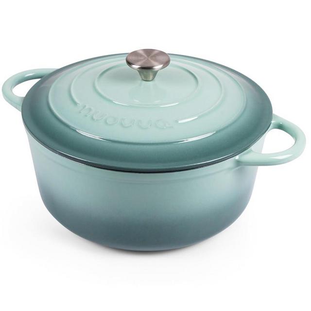 Cast Iron Dutch Oven with Lid – Non-Stick Ovenproof Enamelled Casserole Pot, Oven Safe up to 500° F – Sturdy Dutch Oven Cookware – Sea Salt, 6.4-Quart, 28cm – by Nuovva