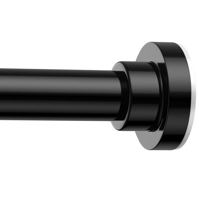 AIZESI Tension Curtain Rod Adjustable 32-64 Inch Spring Loaded Curtain Rods No Drilling Black Tension Rods for Window Door Bathroom Doorway Closet, Kitchen