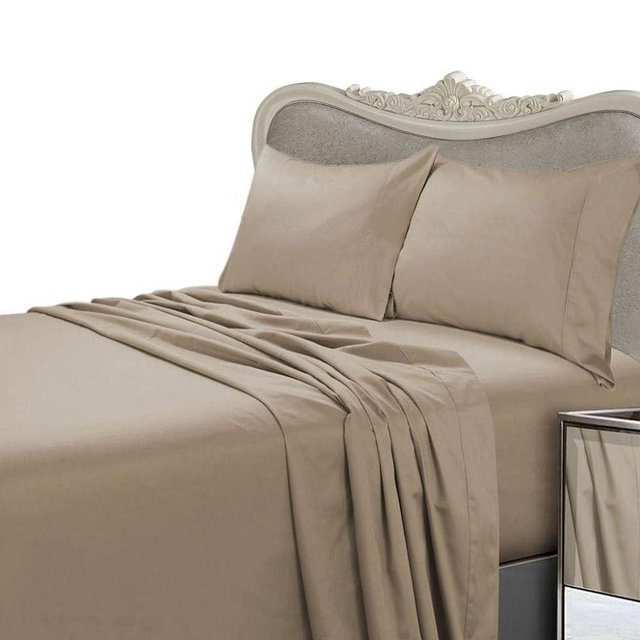 My Favorite Linen Egyptian Cotton 800 Thread Count Solid Sheet Set - Queen/Taupe