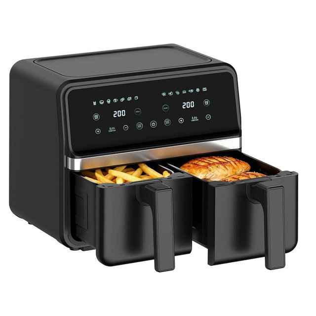 REABELL 8 Quart Dual Basket Air Fryer - Digital Touchscreen, Smart Sync Finish,Auto Shutoff, 2 Independent 4QT Nonstick Dishwasher-Safe Frying Baskets - Digital Double Air Fryer