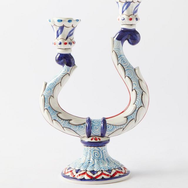 Les Ottomans - Turquerie hand-painted ceramic candlestick holder