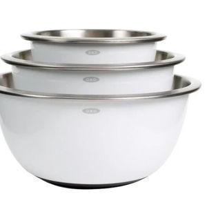 3-Piece Stainless Steel Mixing Bowl Set - White