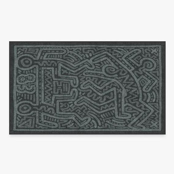 Keith Haring Funny Gallery Spruce Green Rug | Ruggable