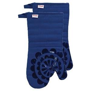 Bright Blue Medallion Silicone Oven Mitt 2 Pack (13"x13") T-Fal