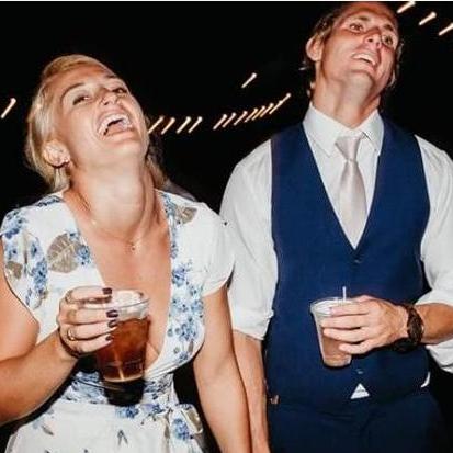 Throw our head back laughter in CA at Bri and Tyler's Wedding