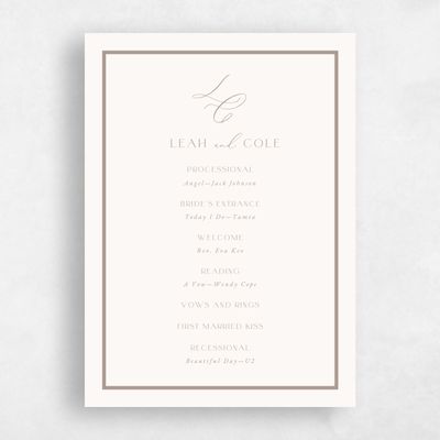 Beige Simple Wedding Program - Artvin