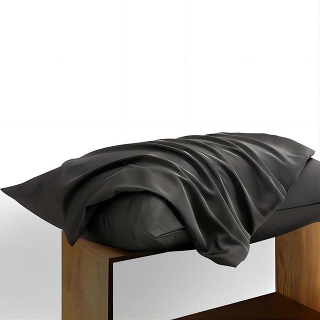 Dafinner 100% Mulberry Silk Pillowcases King Size, Set of 2 Black Silk Pillow Cases, Hair and Skin Friendly, Hidden Zipper, Gifts for Women Men, 2 Pack, 20x36 Inches, Moonless Night Black