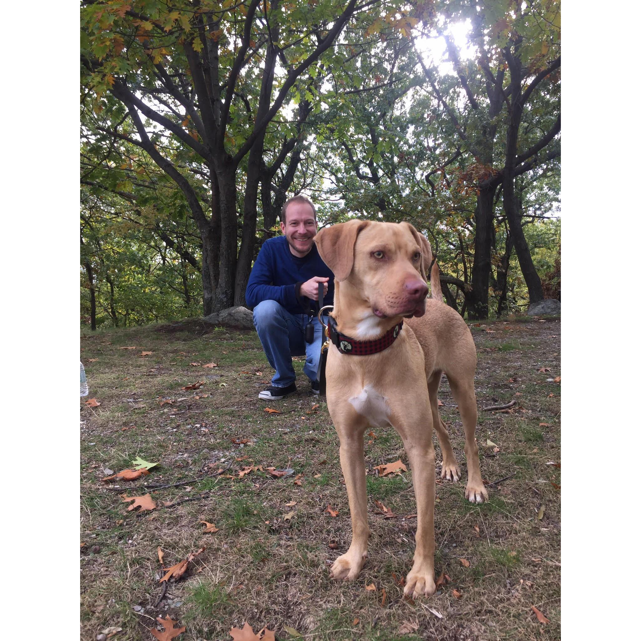 The day we got the best puppy in the world! (He was looking at a squirrel...)