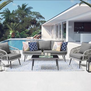 Riviera Rope Wicker 4-Piece Patio Conversation Set
