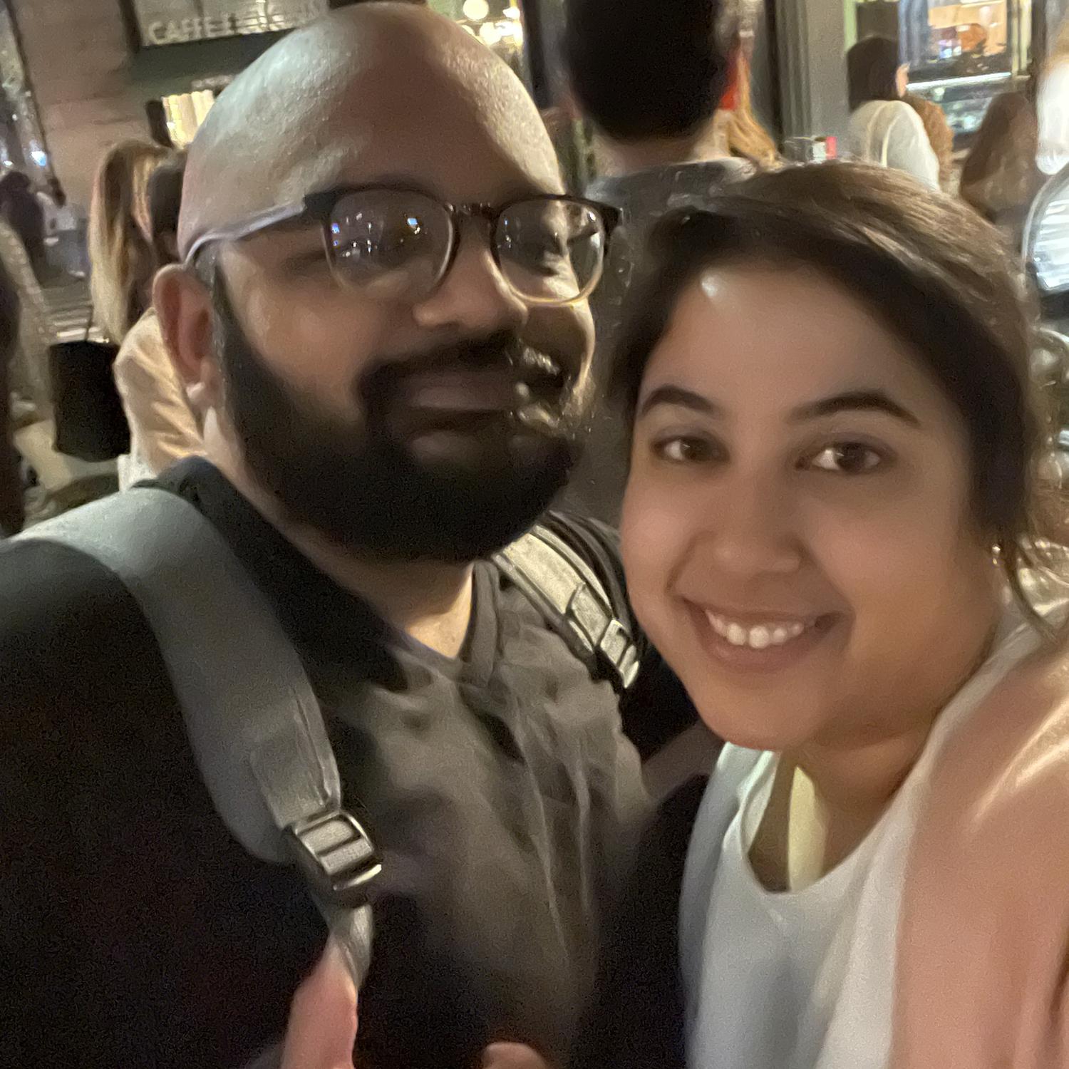 Our first picture together! Of course it was while we were in line for Gelato.