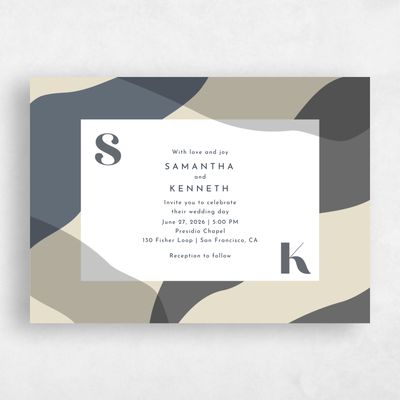 Charcoal, Grey Wedding Invitation - Everly Landscape