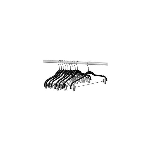 10-pack Velvet Hanger Ultra-Thin Black Hangers with Clips Non-slip for Skirts and Pants Hangers- Homeitusa