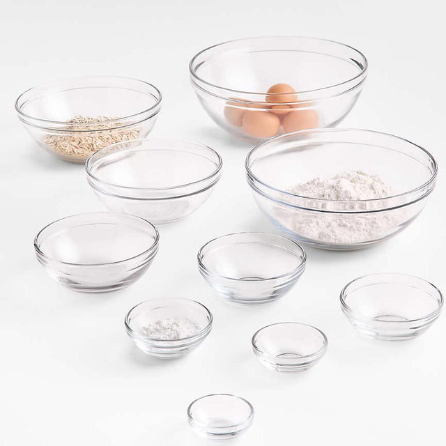 Anchor Hocking Glass Mixing Bowls, Set Of 10