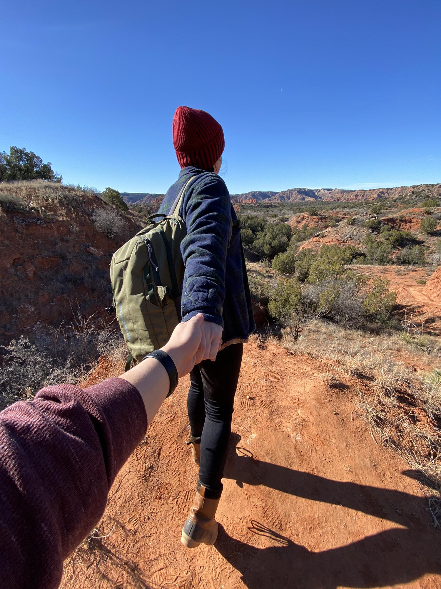 Our typical hand holding picture every time we travel