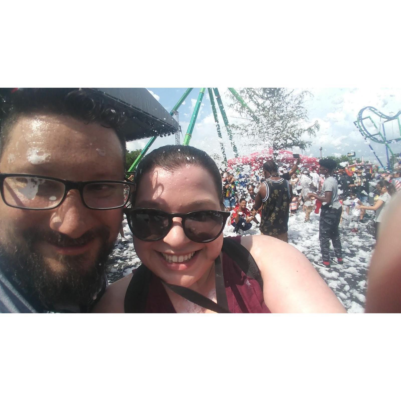 Foam party with the kiddos at Six Flags! Such a fun experience for all of us!