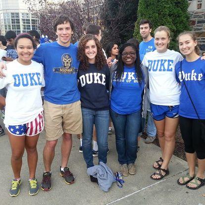Our first photo together as freshmen in college, going to a UNC basketball game!