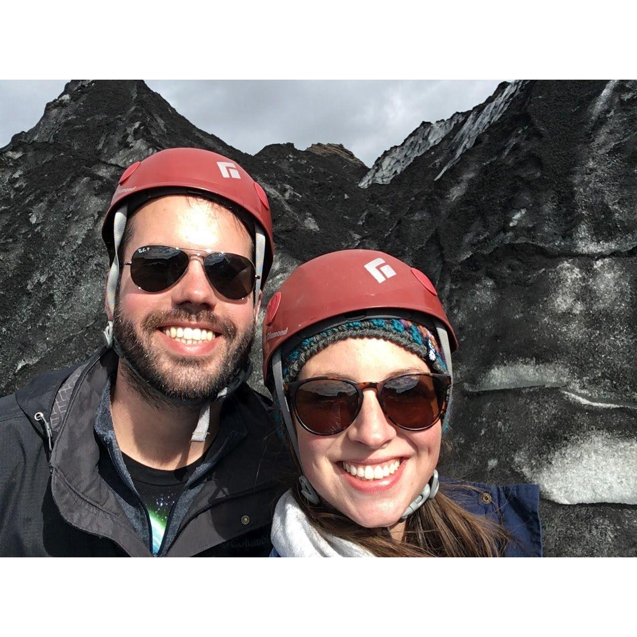 Hiking a glacier in Iceland