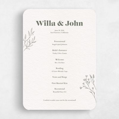 Beige Rounded Wedding Program - Sylvan