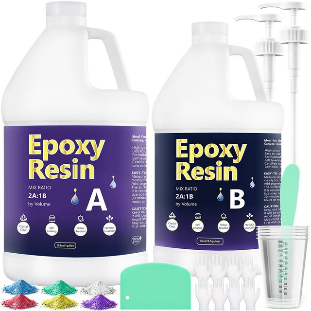 GRLELOU Deep Pour Epoxy Resin 1.5 Gal - 2:1 Crystal Clear Deep Pour Epoxy for 2-4 Inch Depth, Low Odor, No Yellowing & High Hardness Epoxy Resin Kit for River Table, Dry Flower Preservation & Art