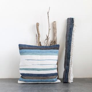 Square Stripe Chindi Throw Pillow