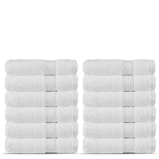 Chakir Turkish Linens Long-Stable Turkish Cotton 12-Piece Washcloths, Eco-Friendly, (White)