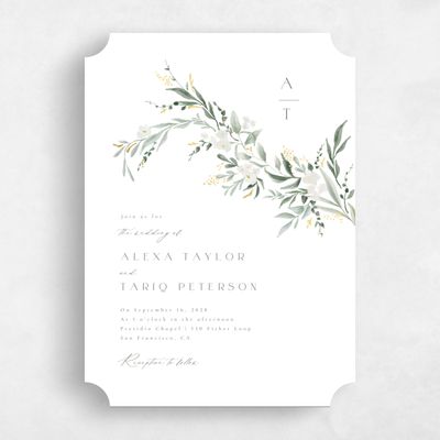White Ticket Wedding Invitation - Darcy Classic Foil