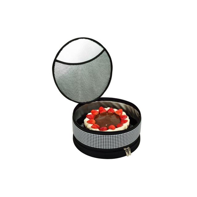 Picnic at Ascot Pie and Cake Carrier 12" Diameter - Houndstooth