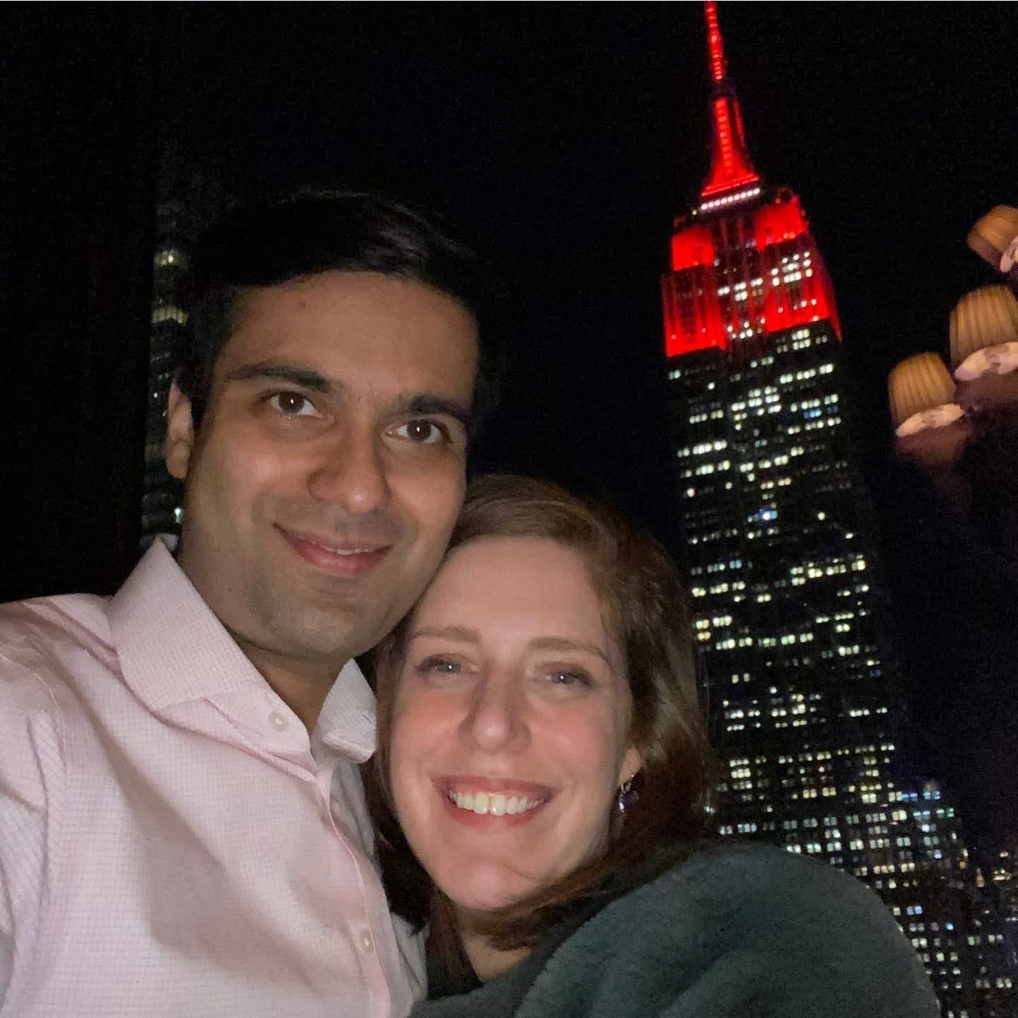 Emma and Mil after Valentine’s Day dinner at the rooftop bar! ❤️