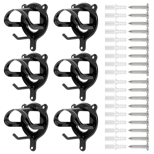 OAMCE 6 Pack Horse Bridle Rack Bracket Hooks – Metal Halter Hanger with Tubes and Screws, Heavy-Duty Tack Storage Holder for Horse Barn, Stable, and Tack Room Organization (Black)