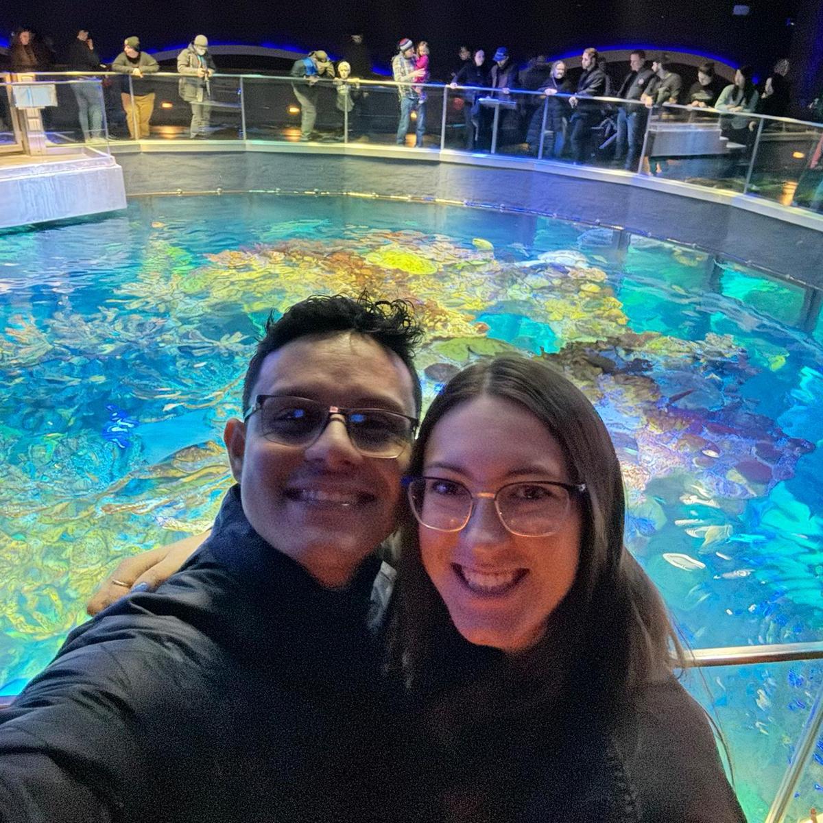 After we got married on Saturday, we drove to Boston and visited the aquarium