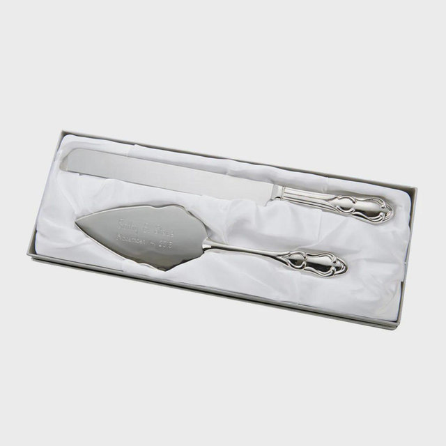 Personalized Silver-Plated Wedding Cake Serving Set: Knife & Server