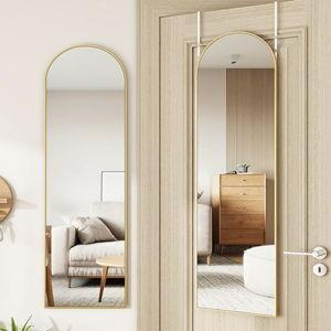 Over The Door Full Length Mirror, 48"x14" Arched Mirror for Bedroom, Living Room, Entryway, Dorm - Gold