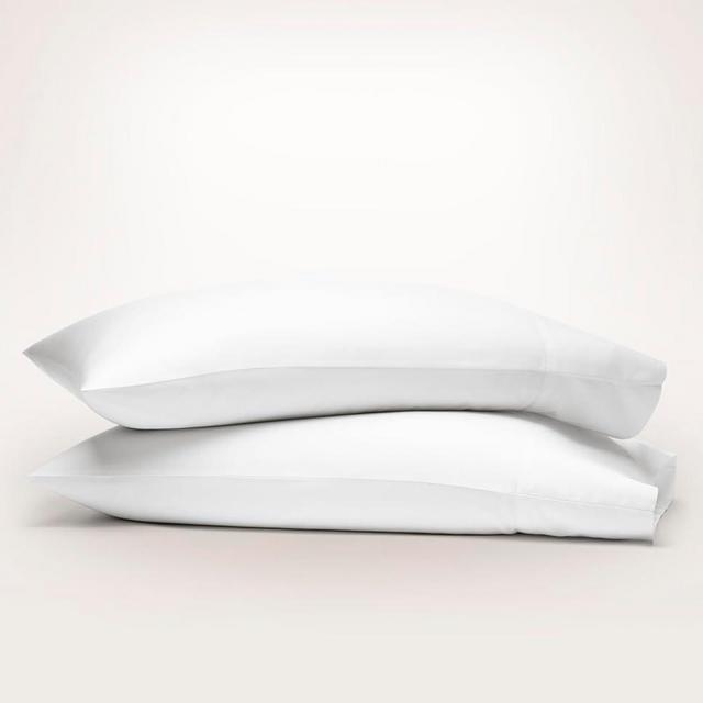 Boll & Branch Percale Hemmed Pillowcase Set – 100% Organic Cotton – 2 Luxury Pillowcases from Premium Threads – Smooth, Breathable Cooling Weave – 7” Hemline, White, Standard