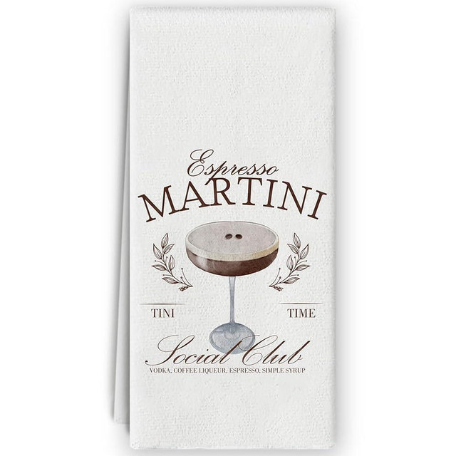 Bnzolyoia Espresso Martini Gifts Towels - Espresso Martini Decor, Home Bar Decor, Tini Time Gifts Bar Towels for Bartender 16x24 Inch