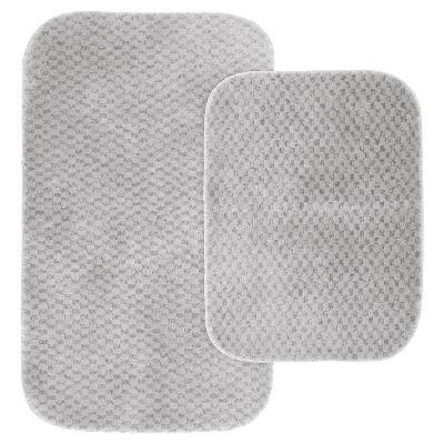 Garland Rug - Garland 2 Piece Cabernet Nylon Washable Bath Rug Set - Platinum Gray