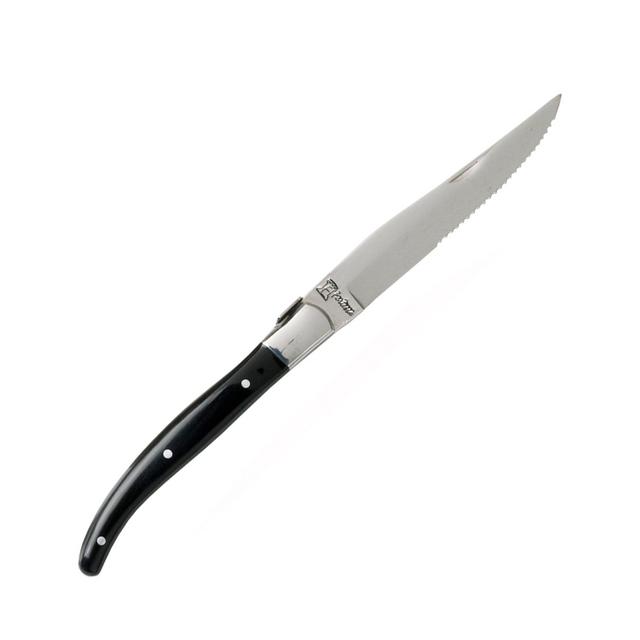 Fortessa Provencal Serrated Steak Knife, 9.25-Inch, Black Handle, Set of 6