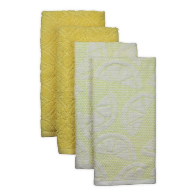 Freshee 4-Piece Sculpted Kitchen Towel Set in Yellow