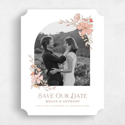 Pink Ticket Wedding Save the Date - Leighton Photo