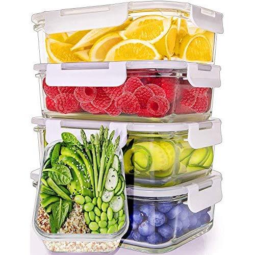 Prep Naturals Glass Meal Prep Containers (5 Pack, 30 Ounce) - Glass Food Storage Containers with Lids - Glass Storage Containers with Lids - Lunch Containers Airtight Food Prep Containers Bpa-Free