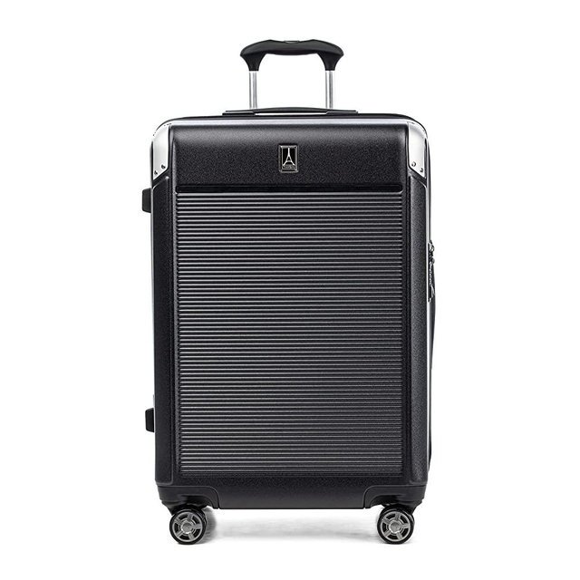 Travelpro Platinum Elite Expandable Hardside Spinner Luggage, Shadow Black, Checked-Medium 25-Inch