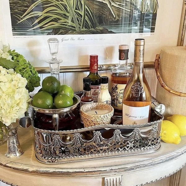 Large Polished Nickel Embossed Tray
