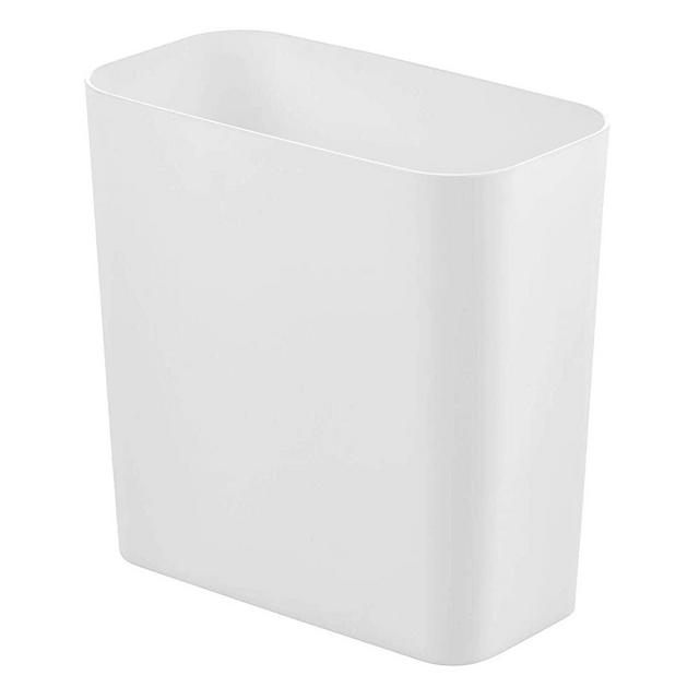 mDesign Rectangle Shatter-Resistant Plastic Small Trash Can Wastebasket, Garbage Container Bin for Bathrooms, Powder Rooms, Kitchens, Home Offices - White