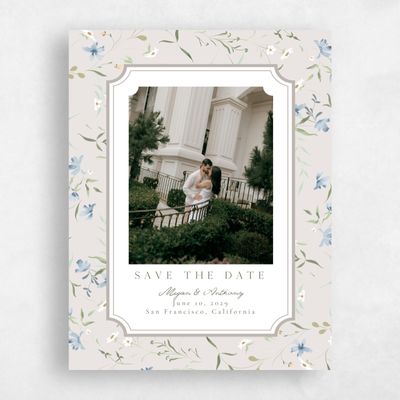 Light Greige, Grey Wedding Save the Date - Vasara Photo