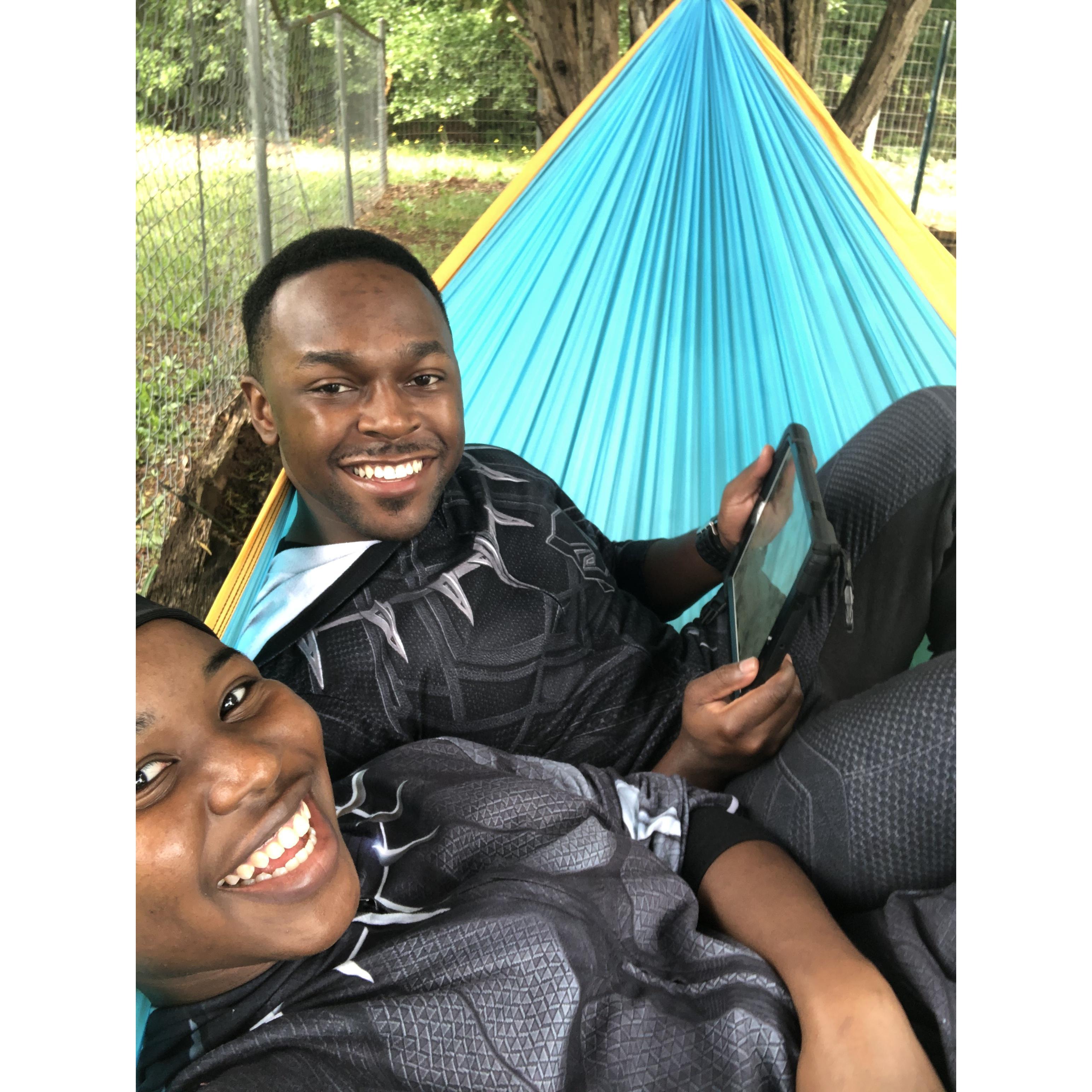 Our first family worship in a hammock.