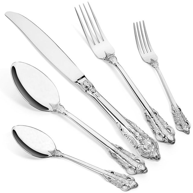 Dokaworld Flatware, Silverware Set for 8 persons, 40 Piece - Spoons, Forks, and Knives 18/10 Stainless Steel
