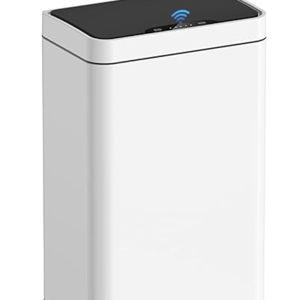 Mbillion Automatic Trash Can Touchless 15 Gallon Motion Sensor Trash Can Stainless Steel Smart Trash Cans with Lid Rectangular Touchless Garbage Can for Kitchen Bedroom Home Office White