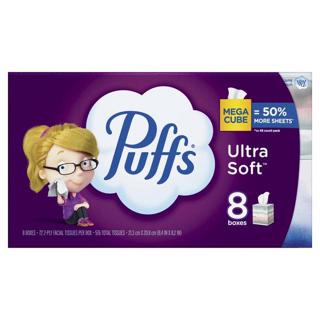 Puffs Mega Ultra Soft Facial Tissue - 8pk/72ct